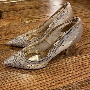 Elegant Badgley Mischka Beige Embellished Heels